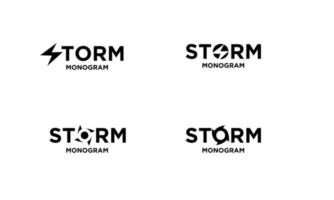 set collectie storm met beginletter vector logo pictogram illustratie ontwerp