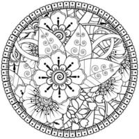 cirkelvormig patroon in de vorm van mandala met bloem voor henna, mehndi, tatoeage, decoratie. vector