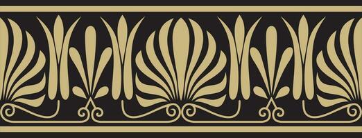 vector goud en zwart naadloos klassiek Grieks ornament. eindeloos Europese patroon. grens, kader oude Griekenland, Romeins rijk