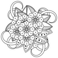 mehndi bloem voor henna, mehndi, tatoeage, decoratie. decoratief ornament in etnische oosterse stijl. krabbel sieraad. kleurboek pagina. vector
