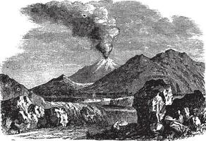 hecla of hekla een vulkanisch berg van IJsland wijnoogst gravure vector