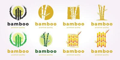 gemakkelijk reeks bundel bamboe logo wijnoogst vector. bamboe icoon ontwerp illustratie insigne voor restaurant, cafe en koffie winkel vector