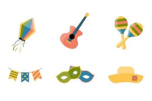 party icon set voor festa junina festival. vector illustratie