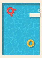 zomer achtergrond poster sjabloon met zwembad en reddingsboei. vector illustratie