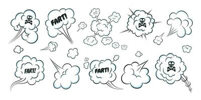 ruikende popart stripboek cartoon fart cloud vlakke stijl vector illustratie ontwerpset.