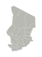 vector geïsoleerd illustratie van vereenvoudigd administratief kaart van Tsjaad. borders van de Regio's. grijs silhouetten. wit schets