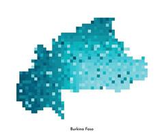 vector geïsoleerd meetkundig illustratie met vereenvoudigd ijzig blauw silhouet van Burkina faso kaart. pixel kunst stijl voor nft sjabloon. stippel logo met helling structuur voor ontwerp Aan wit achtergrond