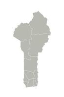 vector geïsoleerd illustratie van vereenvoudigd administratief kaart van Benin. borders van de afdelingen, Regio's. grijs silhouetten. wit schets