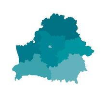 vector geïsoleerd illustratie van vereenvoudigd administratief kaart van wit-rusland. borders van de Regio's. kleurrijk blauw khaki silhouetten.
