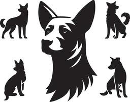 silhouet solide vector icoon reeks van hond, rassen, hond, hond, hond, pup, straathond, huisdier, hondje