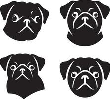 silhouet solide vector icoon reeks van hond, rassen, hond, hond, hond, pup, straathond, huisdier, hondje