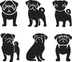 silhouet solide vector icoon reeks van hond, rassen, hond, hond, hond, pup, straathond, huisdier, hondje