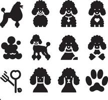 silhouet solide vector icoon reeks van hond, rassen, hond, hond, hond, pup, straathond, huisdier, hondje