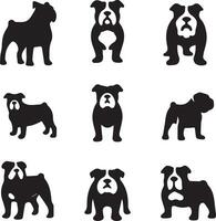 silhouet solide vector icoon reeks van hond, rassen, hond, hond, hond, pup, straathond, huisdier, hondje