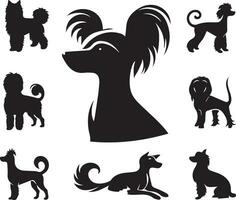 silhouet solide vector icoon reeks van hond, rassen, hond, hond, hond, pup, straathond, huisdier, hondje