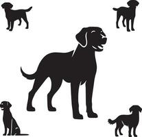 silhouet solide vector icoon reeks van hond, rassen, hond, hond, hond, pup, straathond, huisdier, hondje