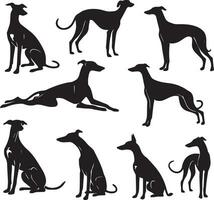 silhouet solide vector icoon reeks van hond, rassen, hond, hond, hond, pup, straathond, huisdier, hondje