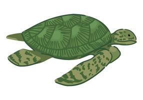 zee schildpad clip art. single tekening van onderwater- dier geïsoleerd Aan wit. gekleurde vector illustratie in tekenfilm stijl.