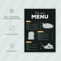 voedsel menu en restaurant folder ontwerp sjabloon vrij vector snel voedsel menu pro vector