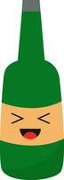 emoji van een glimlachen groen Champagne flesclipart van een breed groen gekleurd fles vector of kleur illustratie