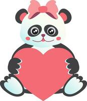 schattig panda Valentijn geschenk kaart vector tekenfilm stijl ontwerp geïsoleerd Aan wit achtergrond