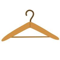 houten kleren hanger. kleding medeplichtig voor hangende top en bodem kledingstukken. garderobe, kast item voor opslag. vlak vector illustratie geïsoleerd Aan wit achtergrond