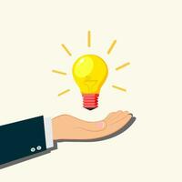 licht lamp en bedrijf mensen hand, idee ideeën, bedrijf ideeën vector