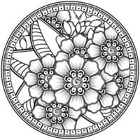 cirkelvormig patroon in de vorm van mandala met bloem voor henna, mehndi, tatoeage, decoratie. vector