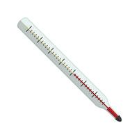 een glas lineair kwik thermometer icoon voor meten de temperatuur van de menselijk lichaam geïsoleerd Aan wit achtergrond vector