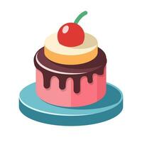 taart nagerecht, zoet voedsel. gemakkelijk heerlijk symbool. zoet verjaardag taart, bakkerij koekje geïsoleerd Aan wit. vector illustratie