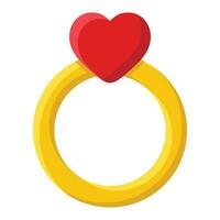 goud ring met hart geïsoleerd Aan wit achtergrond. valentijnsdag dag, bruiloft, liefde vector illustratie