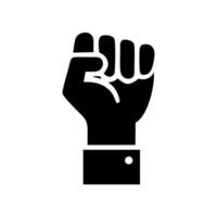 verheven vuist icoon symbool van zege, sterkte en solidariteit. machtigen, moed, krachtig, macht concept. menselijk hand- omhoog in de lucht. vector illustratie