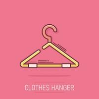 vector tekenfilm hanger icoon in grappig stijl. garderobe hander teken illustratie pictogram. hanger bedrijf plons effect concept.