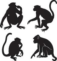 aap vector silhouet illustratie zwart kleur