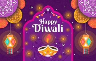 diwali-groet met lantaarn vector