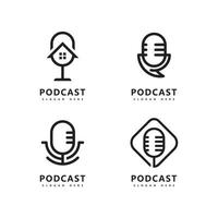 podcast logo pictogram ontwerp vector sjabloon microfoon symbolen