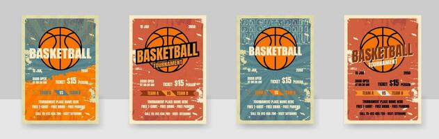 sport folder advertentie reeks vector, modern toernooi, basketbal kampioenschap folder illustratie. vector