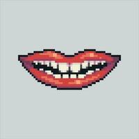 pixel kunst illustratie lippen tanden. korrelig tand. lippen tanden sexy vrouw korrelig voor de pixel kunst spel en icoon voor website en video spel. oud school- retro. vector