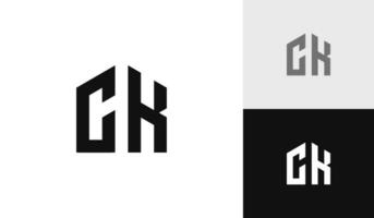 brief ck met huis vorm logo ontwerp vector