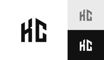 brief kc eerste met huis vorm logo ontwerp vector