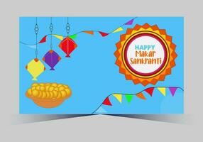 vector Indisch makar sankranti festival en web banier sjabloon