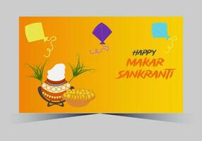 vector Indisch makar sankranti festival en web banier sjabloon