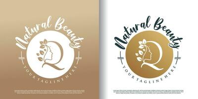 natuur schoonheid logo sjabloon met brief q concept premie vector