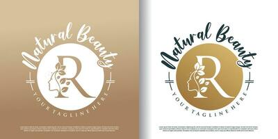 natuur schoonheid logo sjabloon met brief r concept premie vector