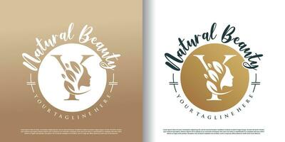 natuur schoonheid logo sjabloon met brief y concept premie vector