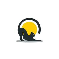 kat en hond negatief ruimte dierenwinkel cirkel logo vector
