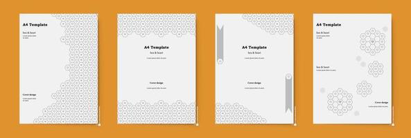 a4-sjabloonontwerp is een grijze zeshoek. brochure die wordt gebruikt om zaken te presenteren op digitale webafbeeldingen.
