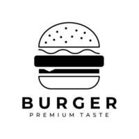 hamburger logo wijnoogst vector illustratie ontwerp. icoon, Hamburger ontwerp