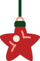 vrolijk Kerstmis ster boom speelgoed- rood groen vlak kunst vector