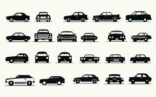 verschillend silhouet pictogrammen van auto's, stoutmoedig zwart en blanken, 1970 Cadeau, creatief commons toeschrijving, herhalende vector